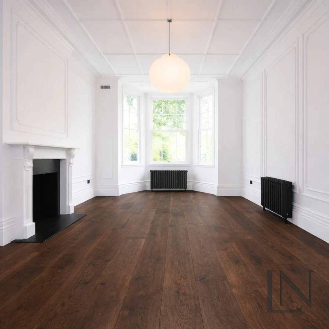 Mocha brushed and oiled oak flooring in a kitchen